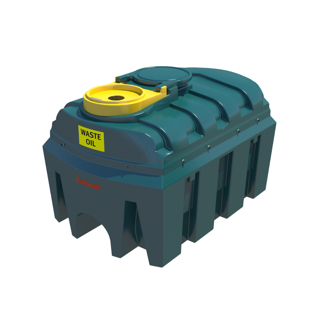 1300 Litre Plastic Bunded Waste Oil Tank - Low Profile