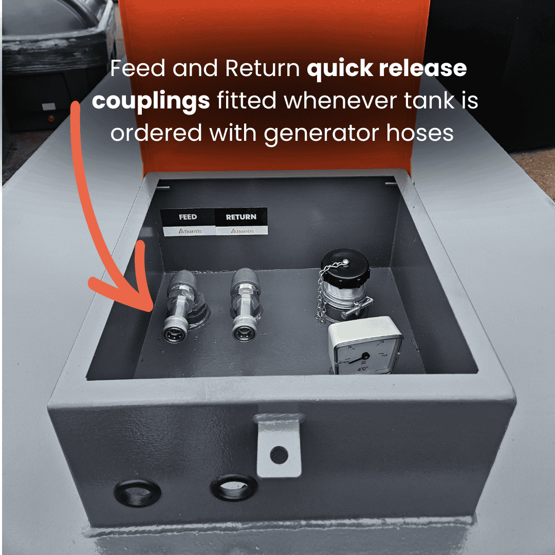 2000 Litre Steel Bunded Diesel Generator Feed Tank- Atlantis
