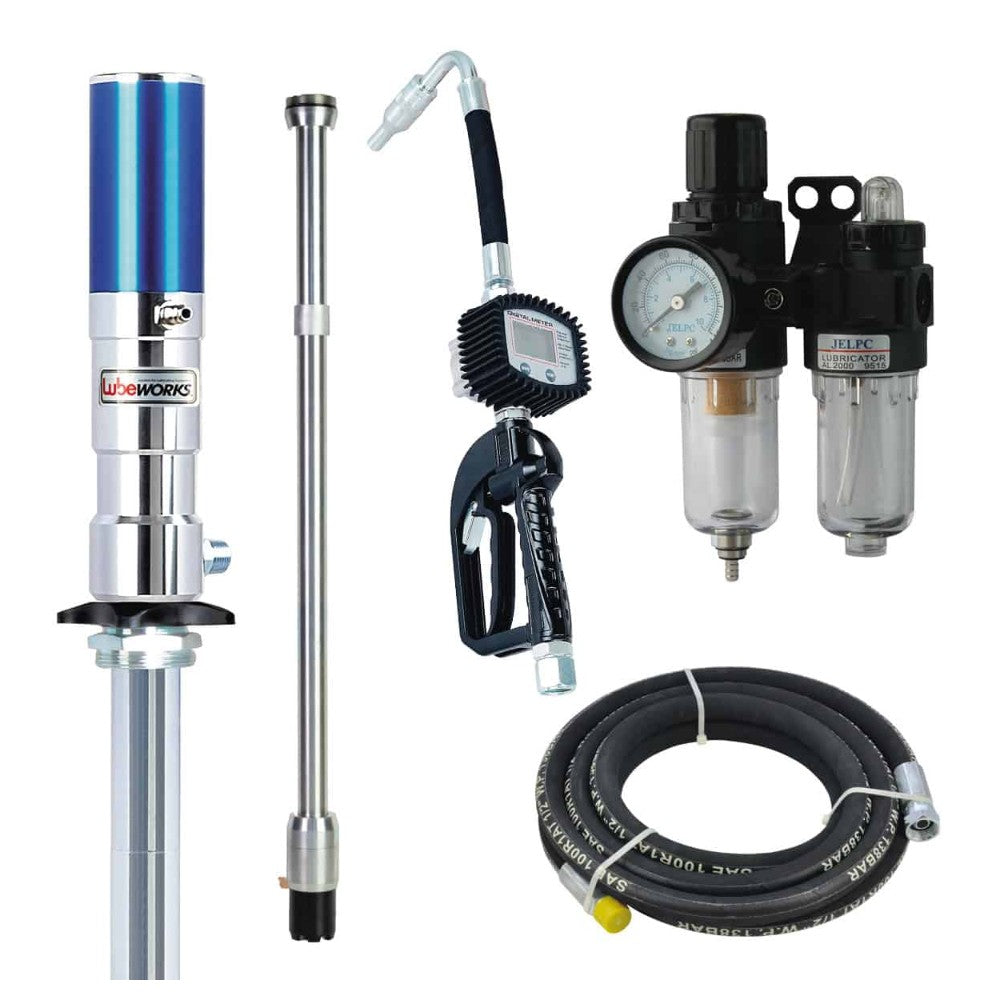 1:1 Air Operated Oil Pump and Air Regulator with 3m Hose & Digital Nozzle