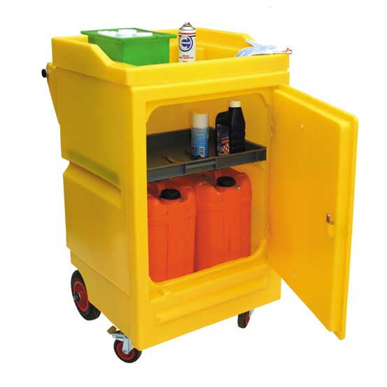 Mobile Lockable Storage Cabinet with Spill Tray Top