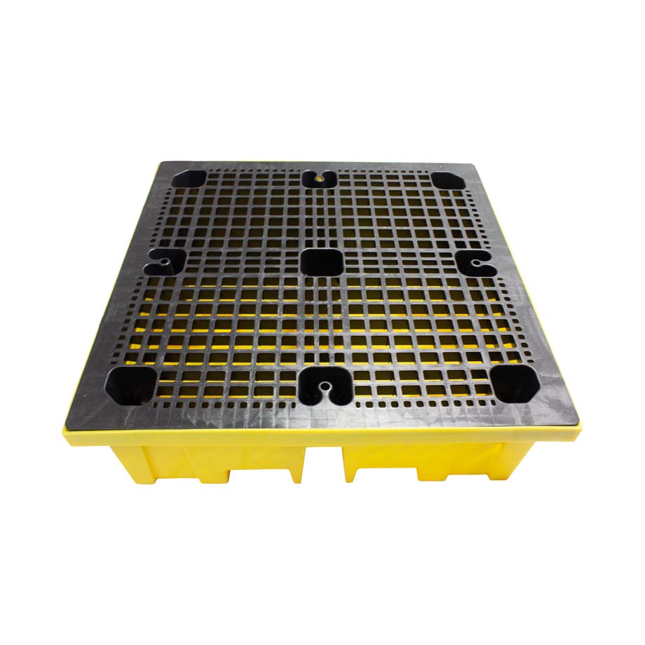 Spill Pallet with grid - 4 way FLT access (For 4 x 205ltr Drums)